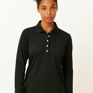 Nike Women's Dri-Fit Long Sleeve Golf Polo Sz Large Black Outdoors Sports